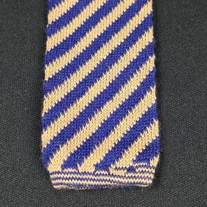Charing Cross Men's Blue Tan Striped Knit Tie Knitted Necktie